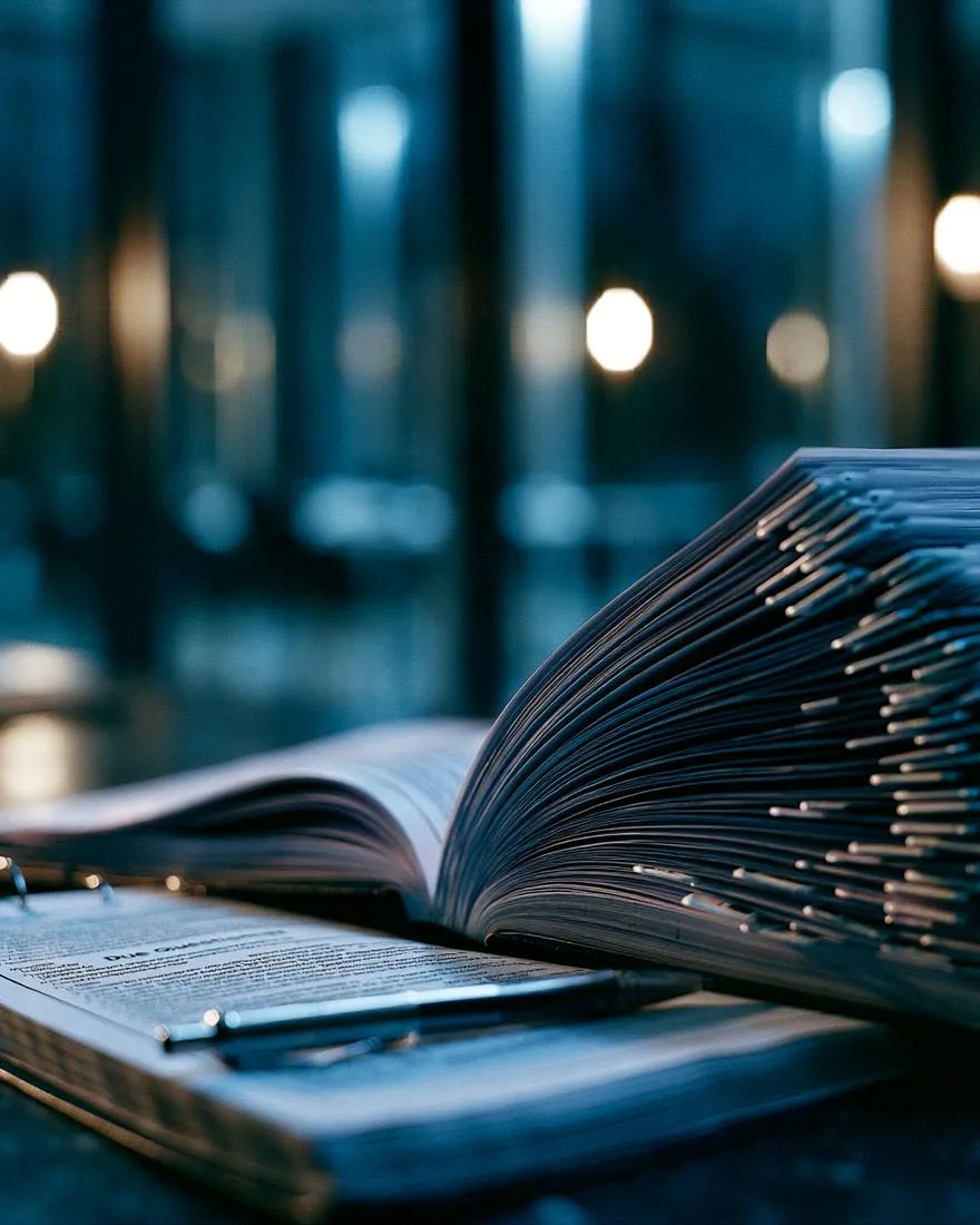 A bound due diligence questionnaire fanned open with page markers